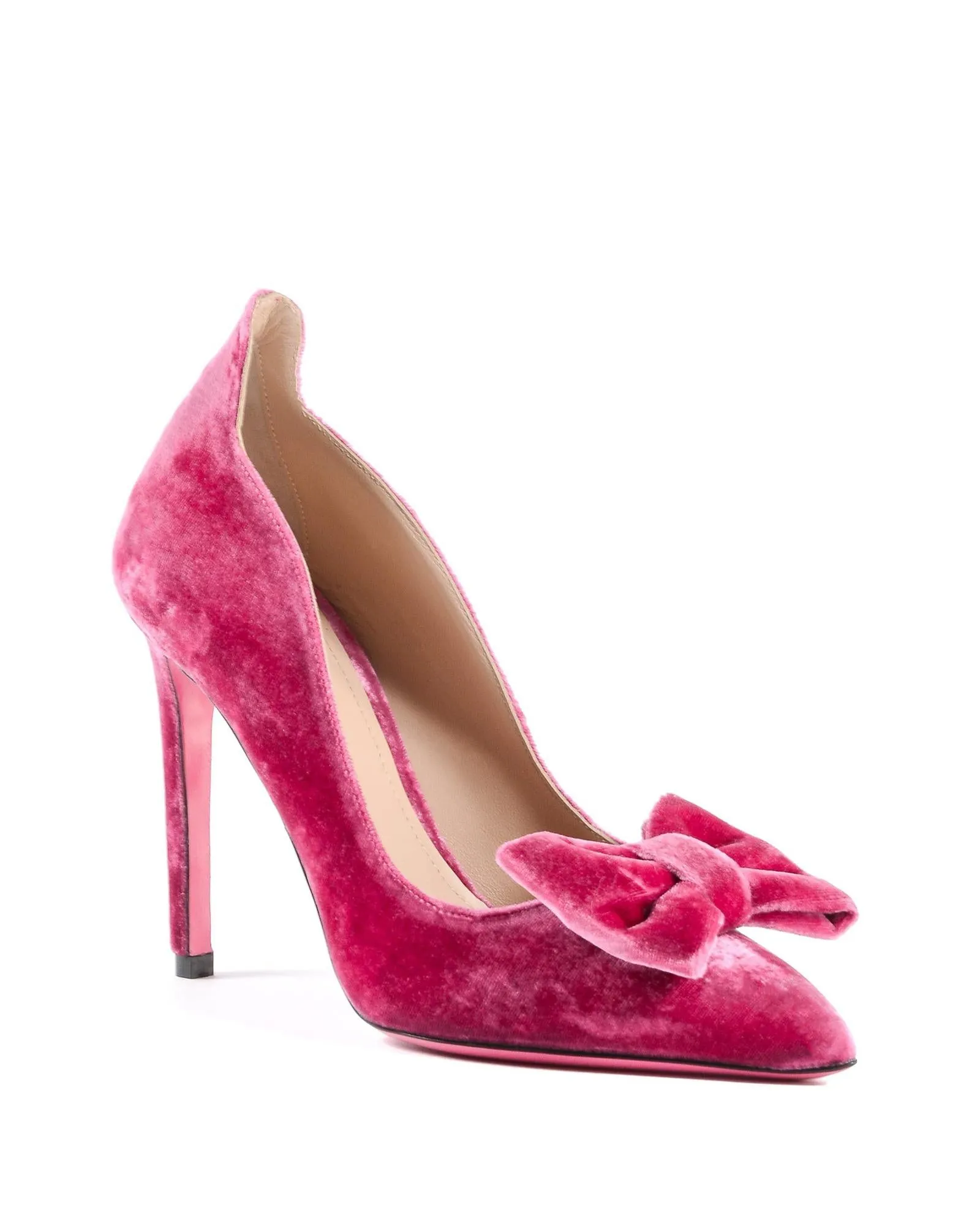 Dee Ocleppo Bow Pump - Pink Velvet Stiletto Pumps