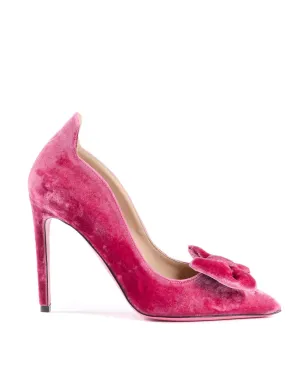 Dee Ocleppo Bow Pump - Pink Velvet Stiletto Pumps