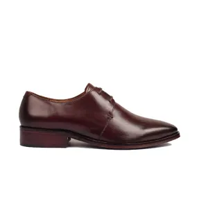 Derby Blucher Classy Shoes Burgundy Leather