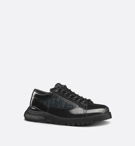 Dior Combat Derby Shoe • Black polished calfskin and Dior Oblique jacquard