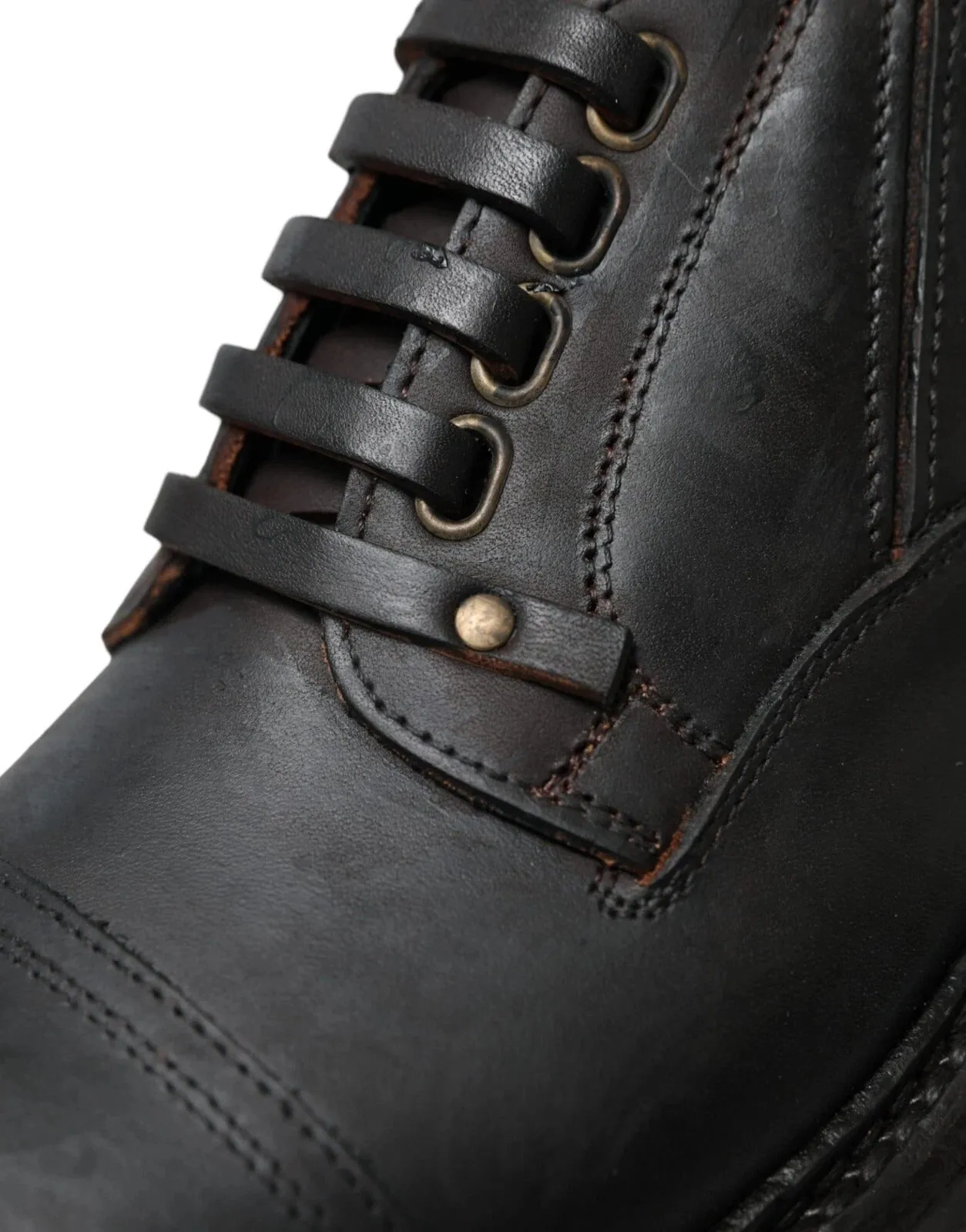 Dolce & Gabbana Brown Leather Lace Up Derby Dress Shoes