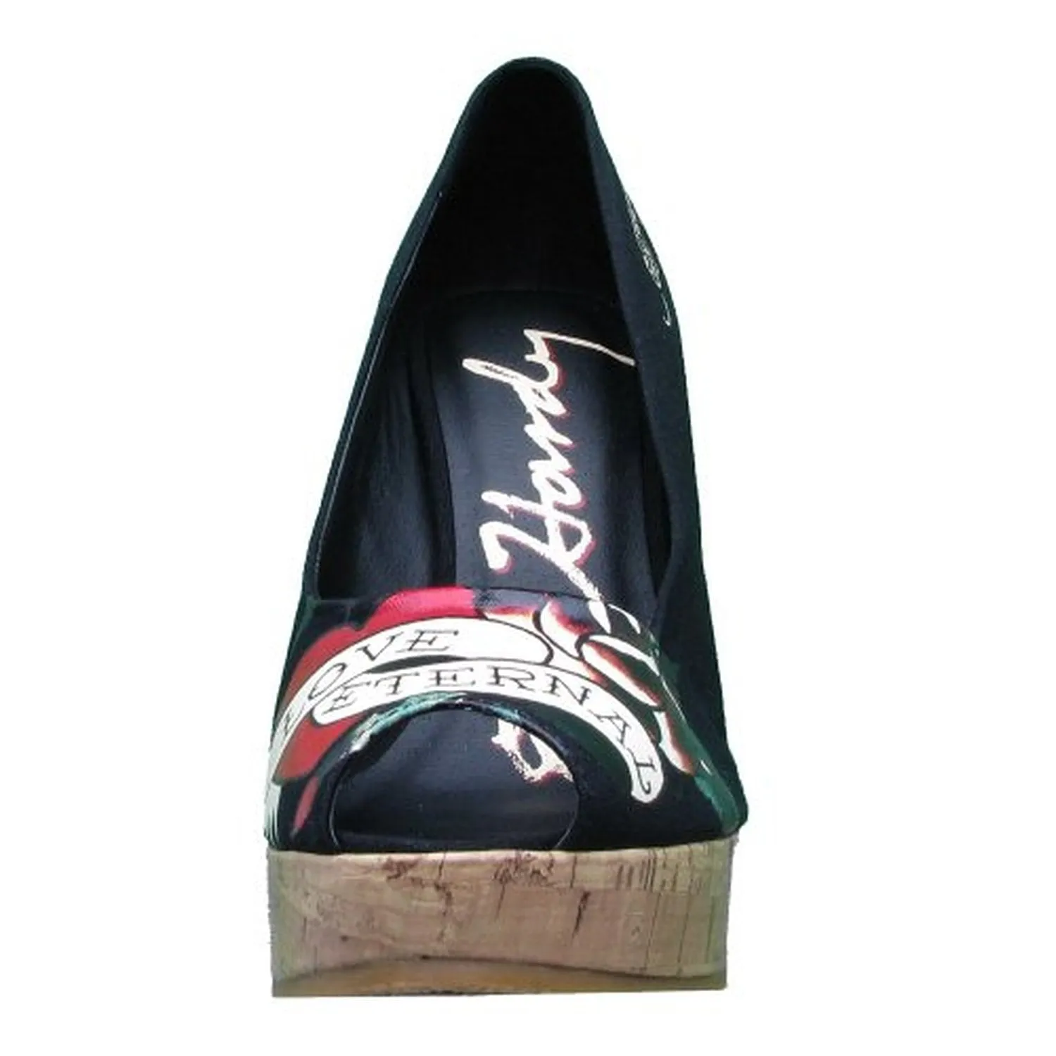 Ed Hardy Coralie Eternal Love Wedge Shoe - Black