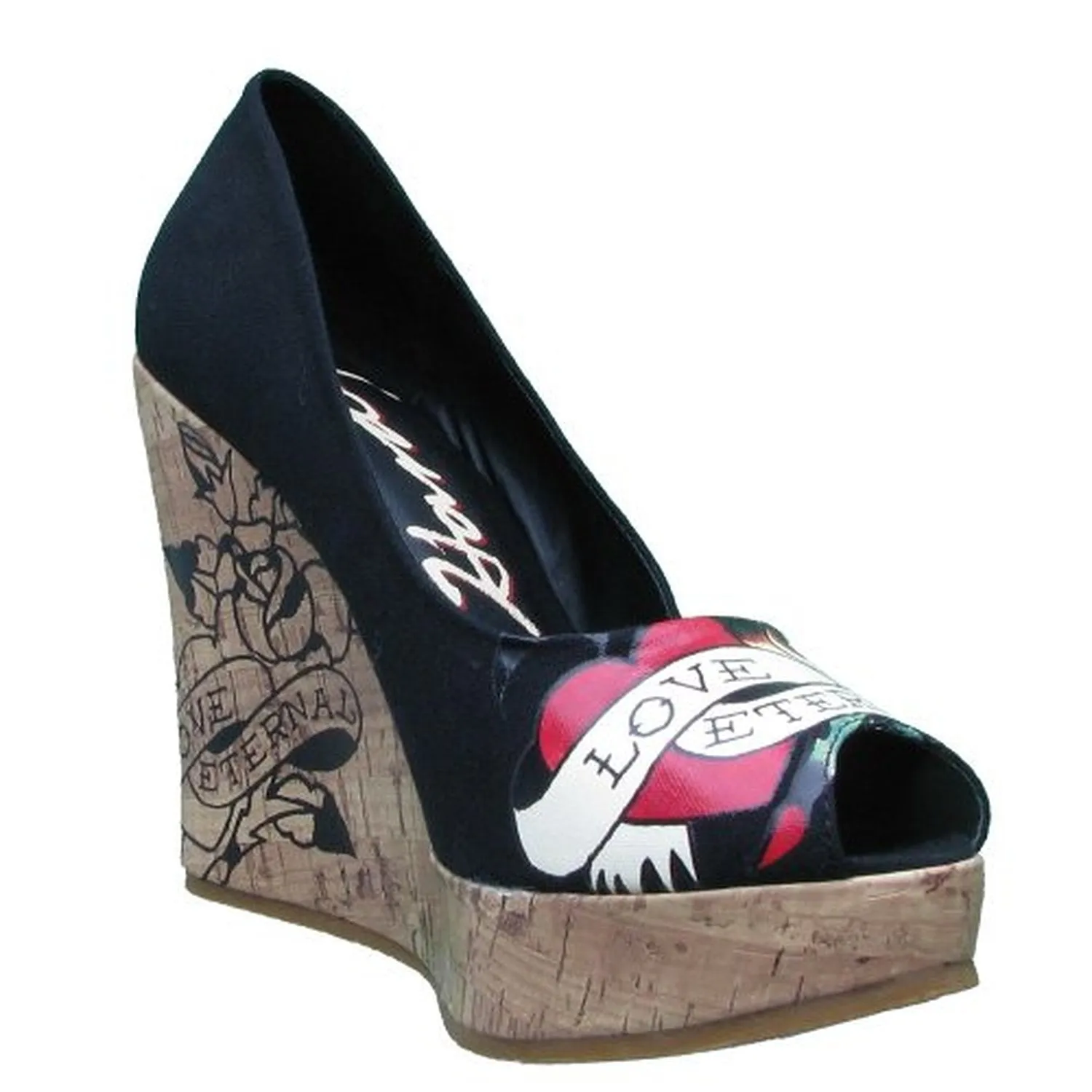 Ed Hardy Coralie Eternal Love Wedge Shoe - Black