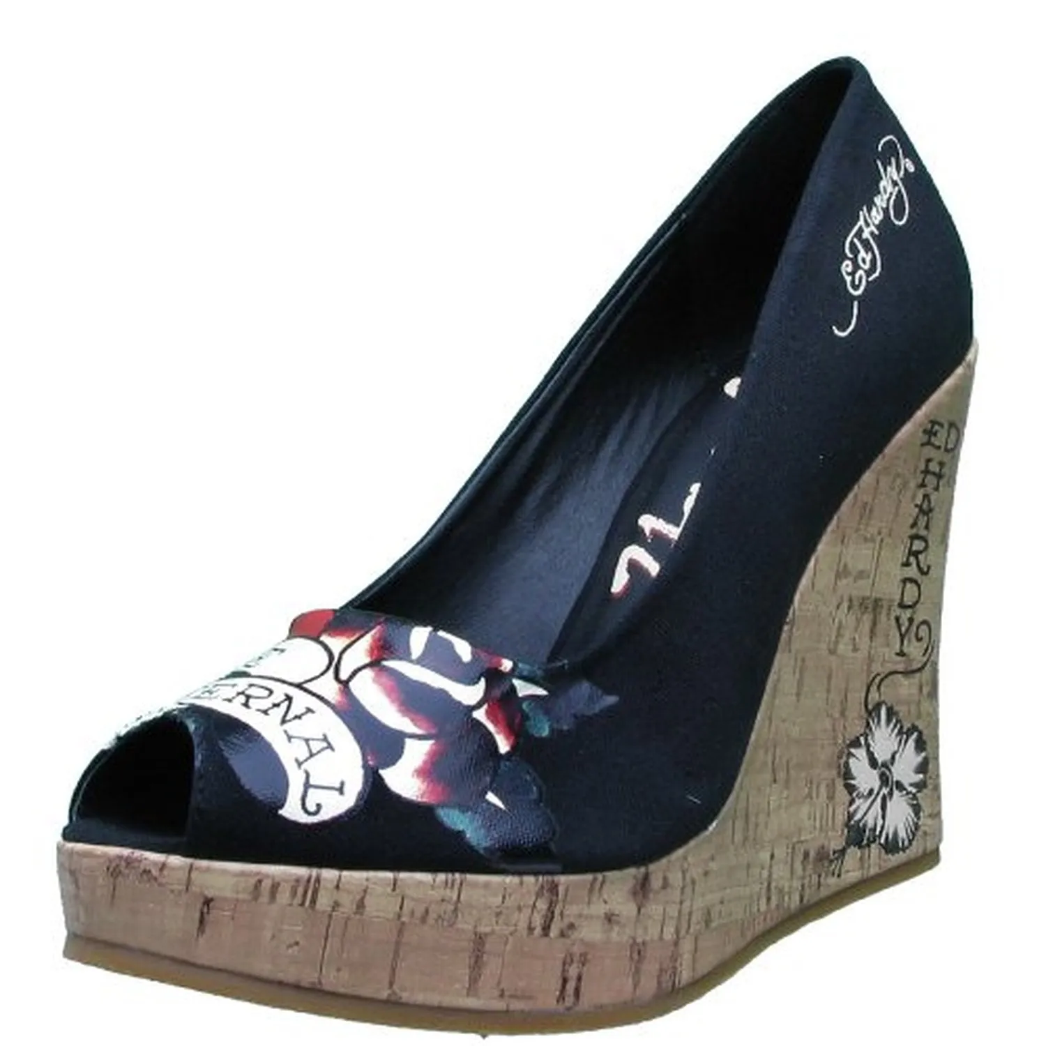Ed Hardy Coralie Eternal Love Wedge Shoe - Black
