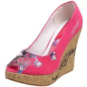 Ed Hardy Women's Casablanca Wedge Pump,Fuchsia-10SCA106W,7 M US