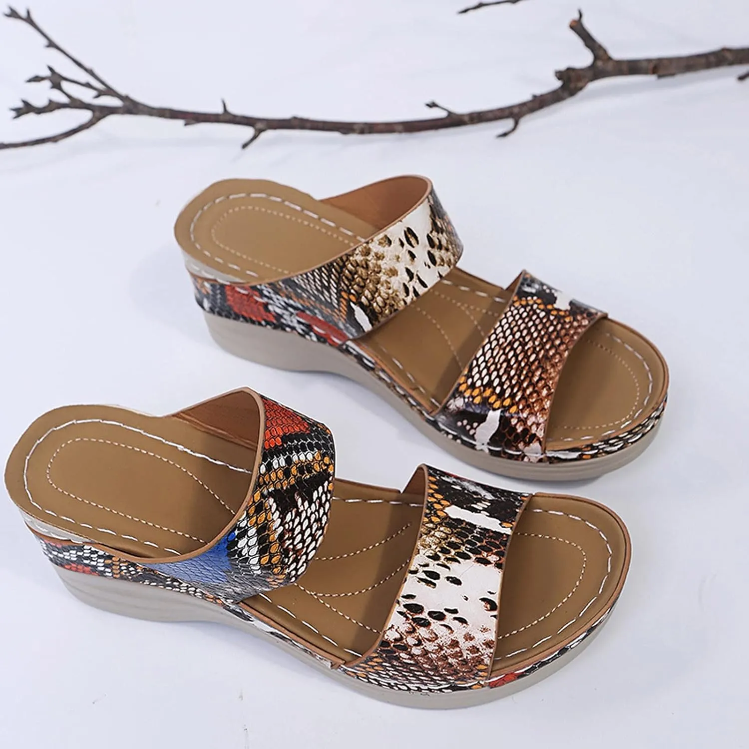 Eduavar Orthopedic Sandals for Women, Women Walking Slippers with Arch Support Leopard Anti-Slip Comfortable Sandals