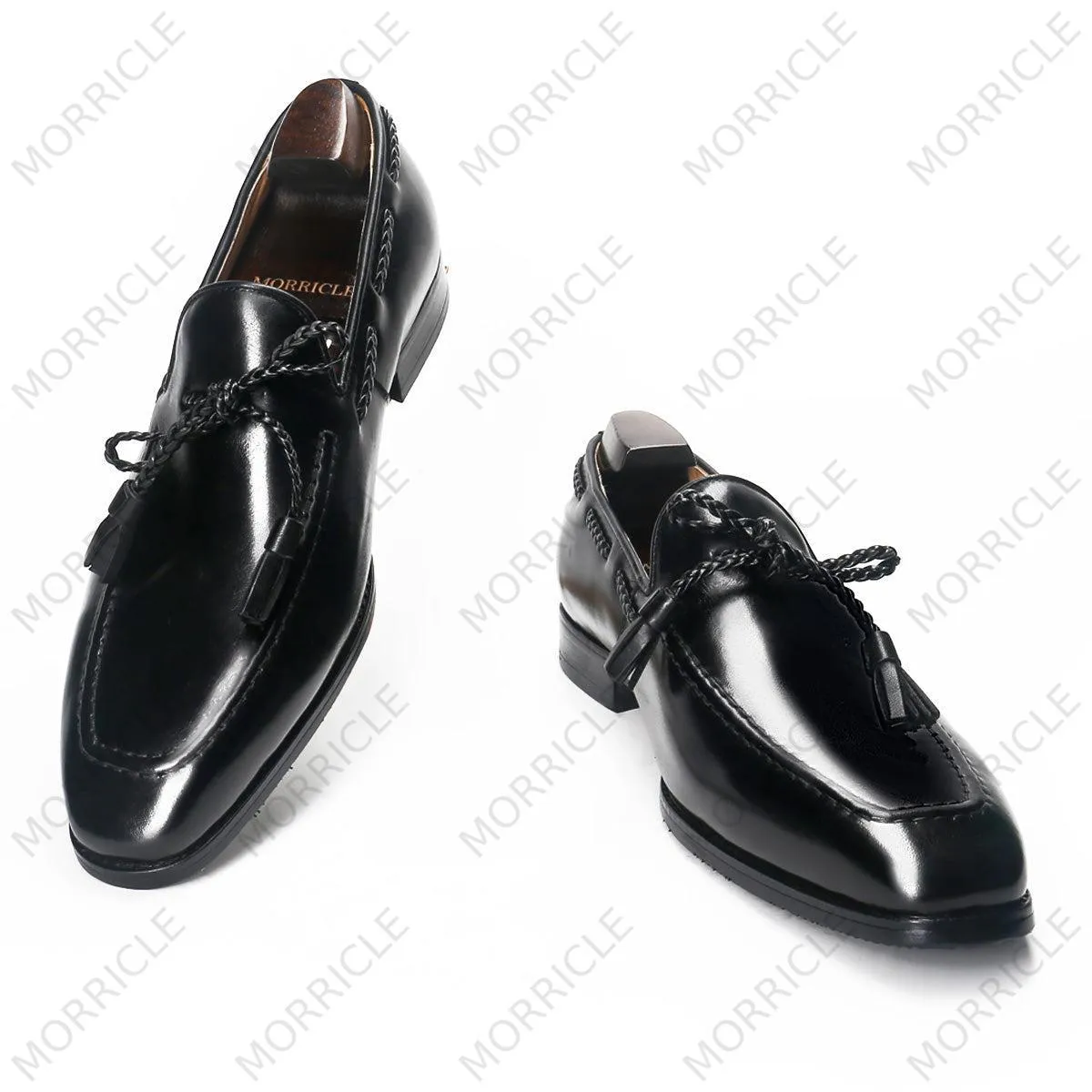 Elegant Braided Lace Tassel Loafers