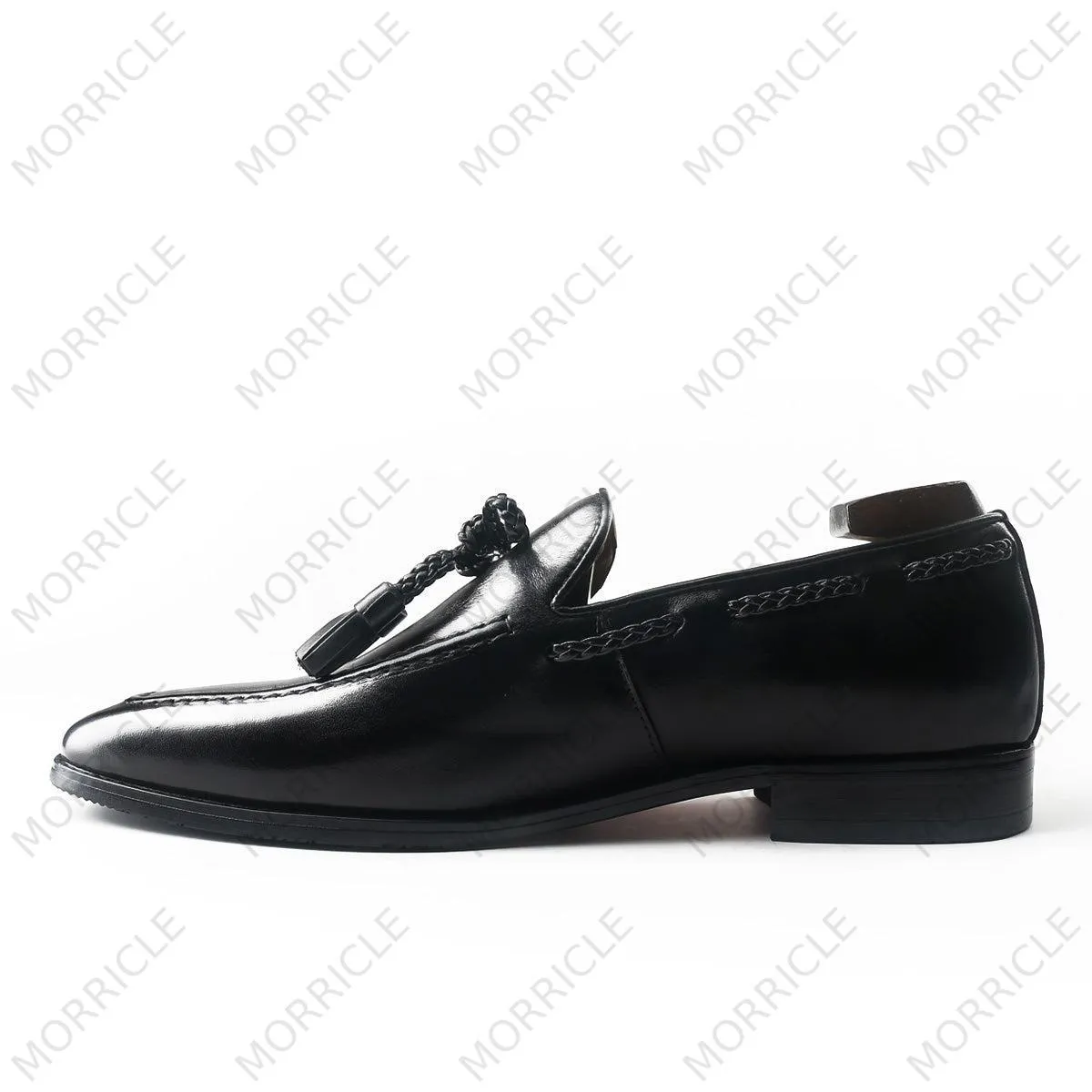 Elegant Braided Lace Tassel Loafers