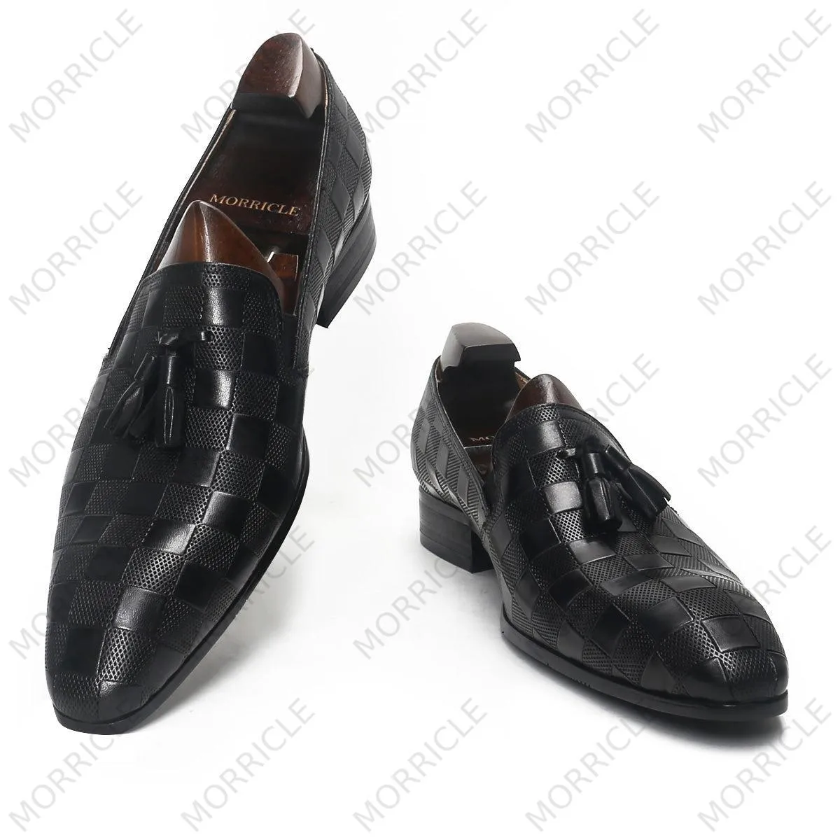 Elegant Plaid Lace Up Tassel Loafers
