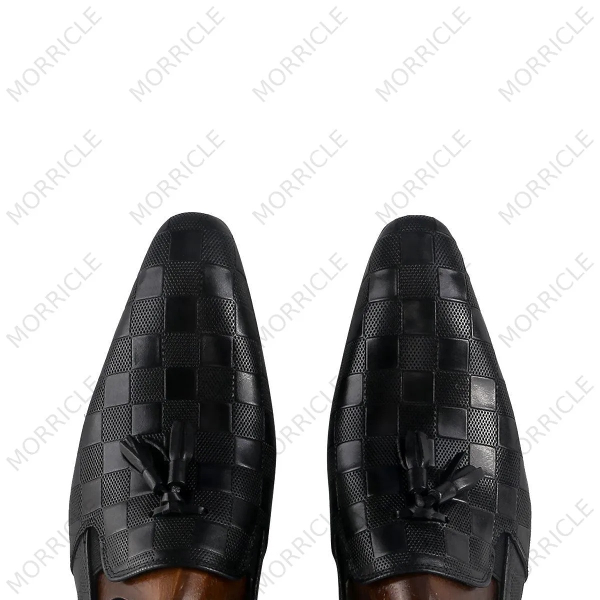 Elegant Plaid Lace Up Tassel Loafers