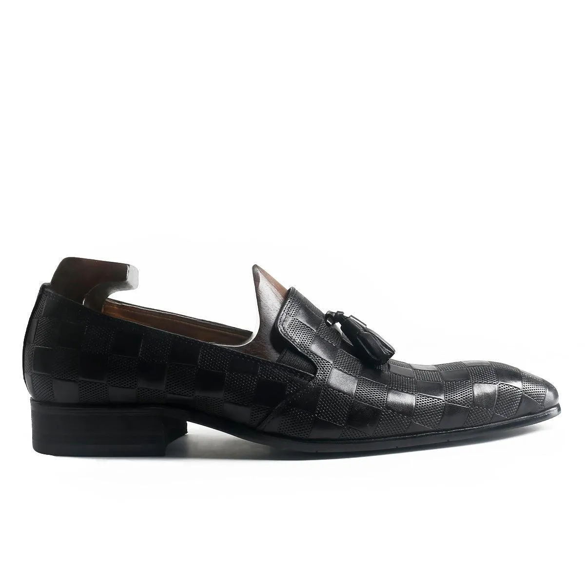 Elegant Plaid Lace Up Tassel Loafers