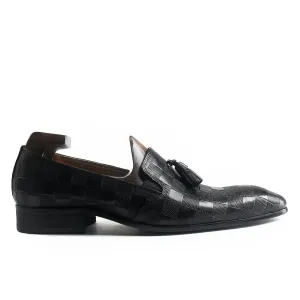 Elegant Plaid Lace Up Tassel Loafers