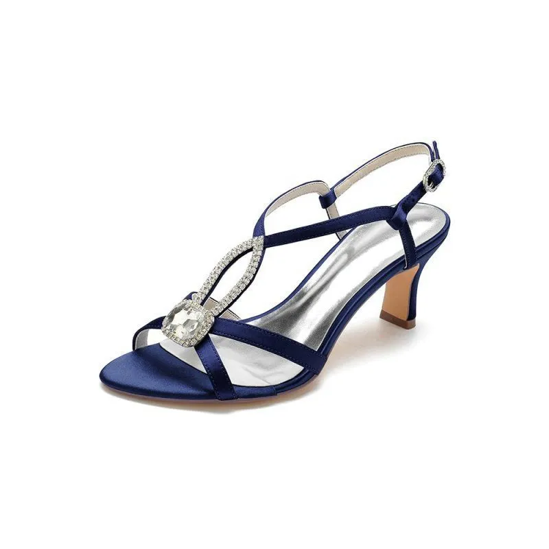 Elegant Satin Peep-Toe Pump with Ornament