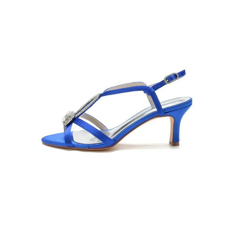 Elegant Satin Peep-Toe Pump with Ornament