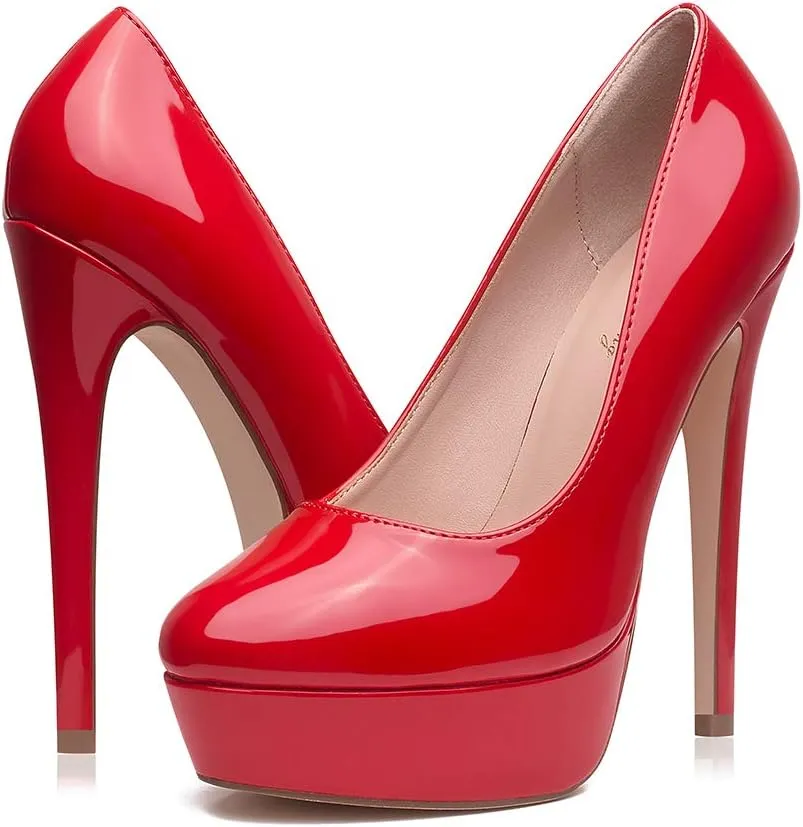Elisabet Tang Women's Platform High Heels Pumps Shoes Peep Toe 5.5 inch Stilettos Slip On for Dress Wedding Party Prom