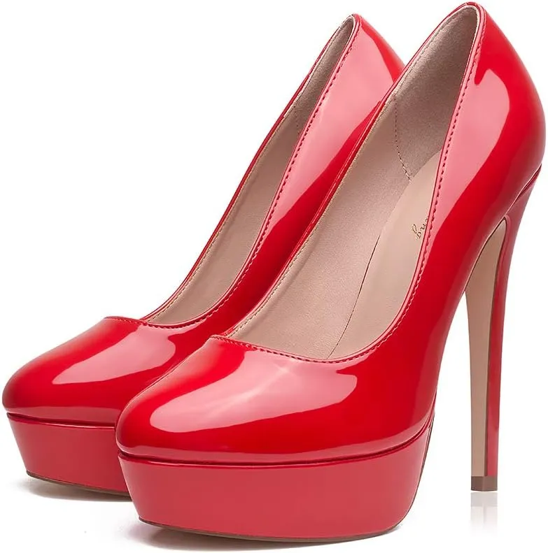 Elisabet Tang Women's Platform High Heels Pumps Shoes Peep Toe 5.5 inch Stilettos Slip On for Dress Wedding Party Prom