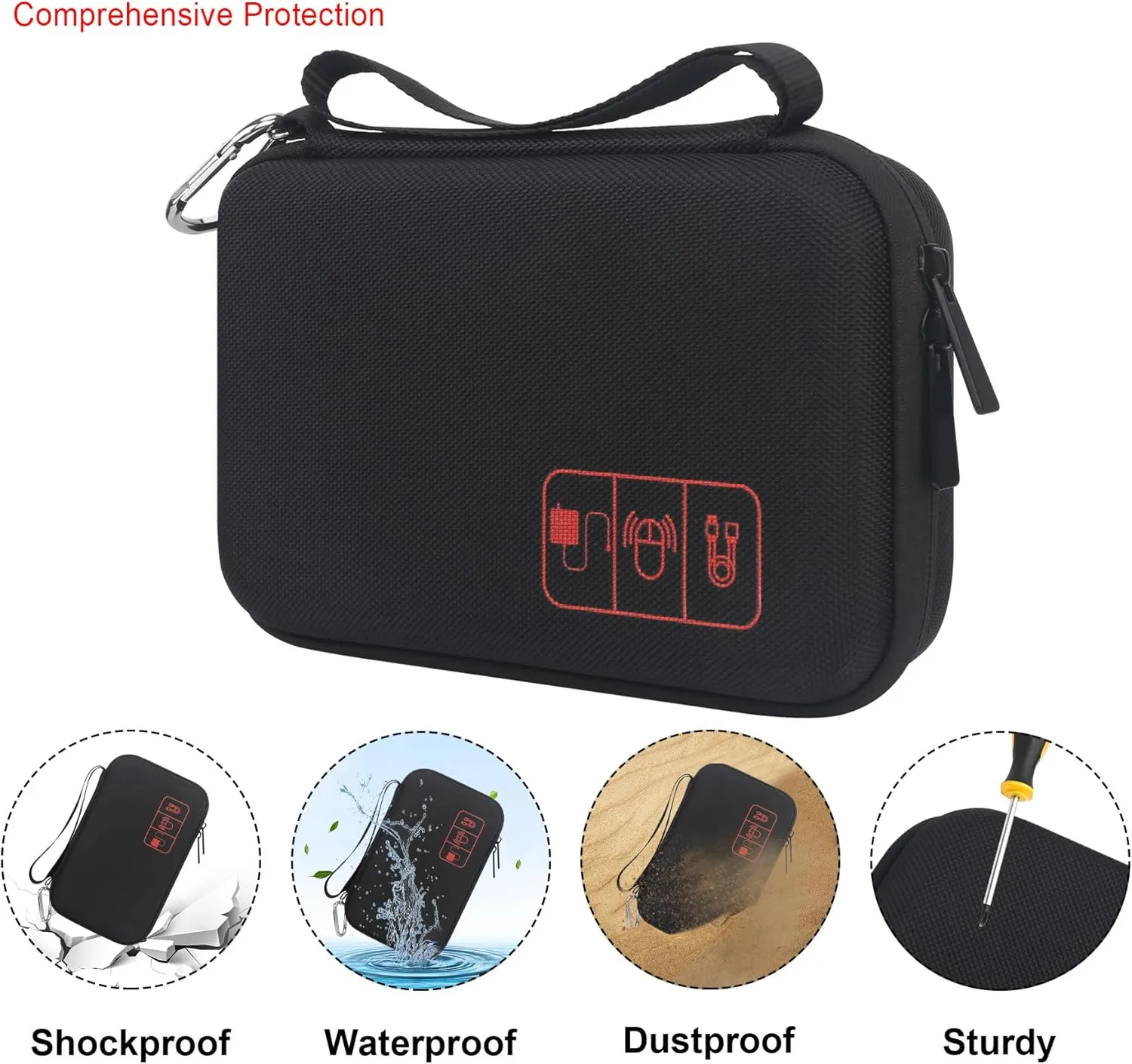 Elonbo Diabetic Supplies Travel Case, Glucose Meter Portable Storage Bag, Diabetic Care Kits Organizer Holder, Diabetic Supply Carrying Case for Glucose Meter Insulin Pen Blood Sugar Test Strips,Black
