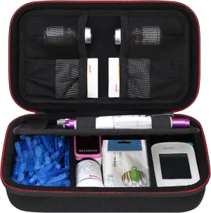 Elonbo Diabetic Supplies Travel Case, Glucose Meter Portable Storage Bag, Diabetic Care Kits Organizer Holder, Diabetic Supply Carrying Case for Glucose Meter Insulin Pen Blood Sugar Test Strips,Black