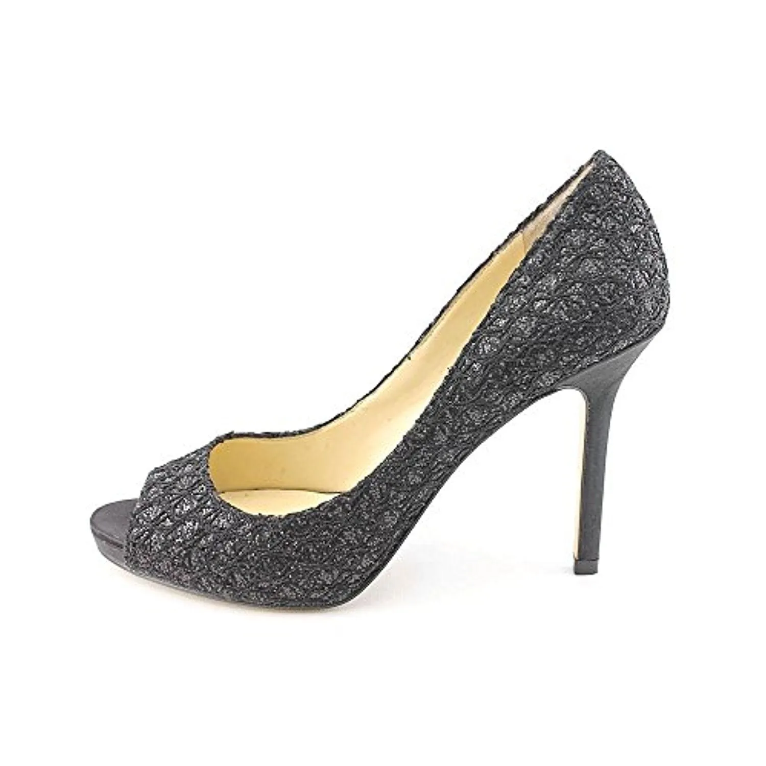 Enzo Angiolini Women's Maiven Peep-Toe Pump, Black Fabric, Size 10M US