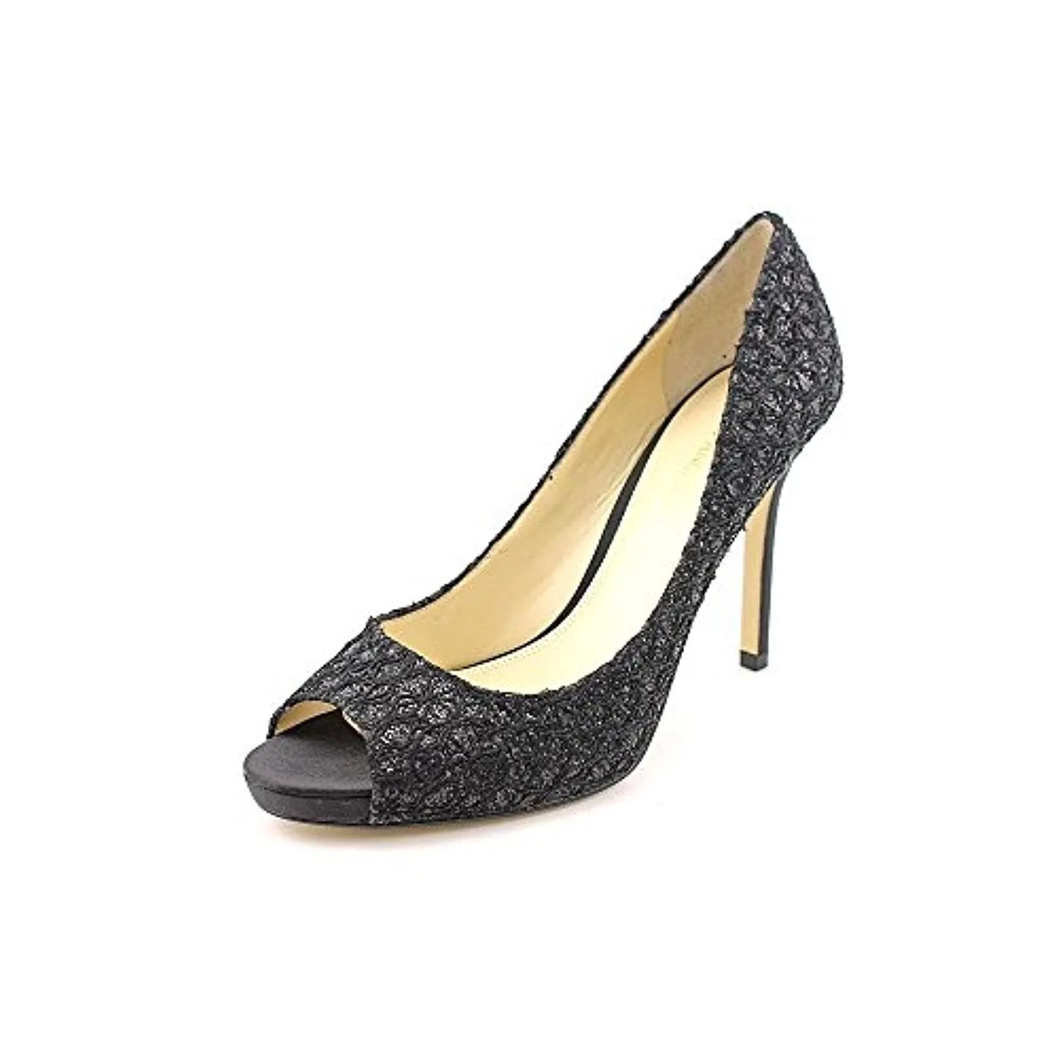Enzo Angiolini Women's Maiven Peep-Toe Pump, Black Fabric, Size 10M US
