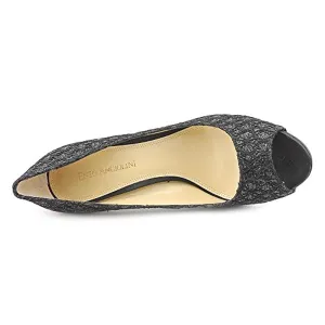 Enzo Angiolini Women's Maiven Peep-Toe Pump, Black Fabric, Size 10M US