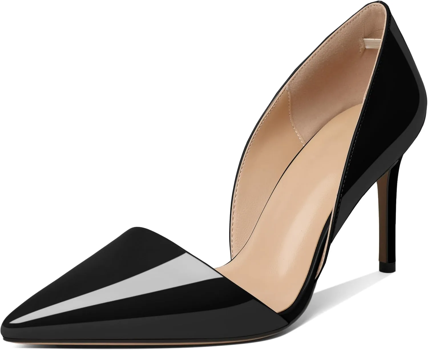 Esvowido High Heels for Women D'Orsay Stiletto Heeled Pumps Closed Pointed Toe Slip on Wedding Bridal Dress Shoes