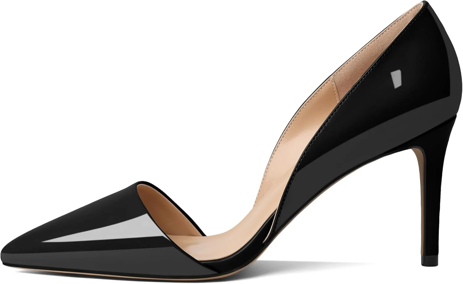 Esvowido High Heels for Women D'Orsay Stiletto Heeled Pumps Closed Pointed Toe Slip on Wedding Bridal Dress Shoes
