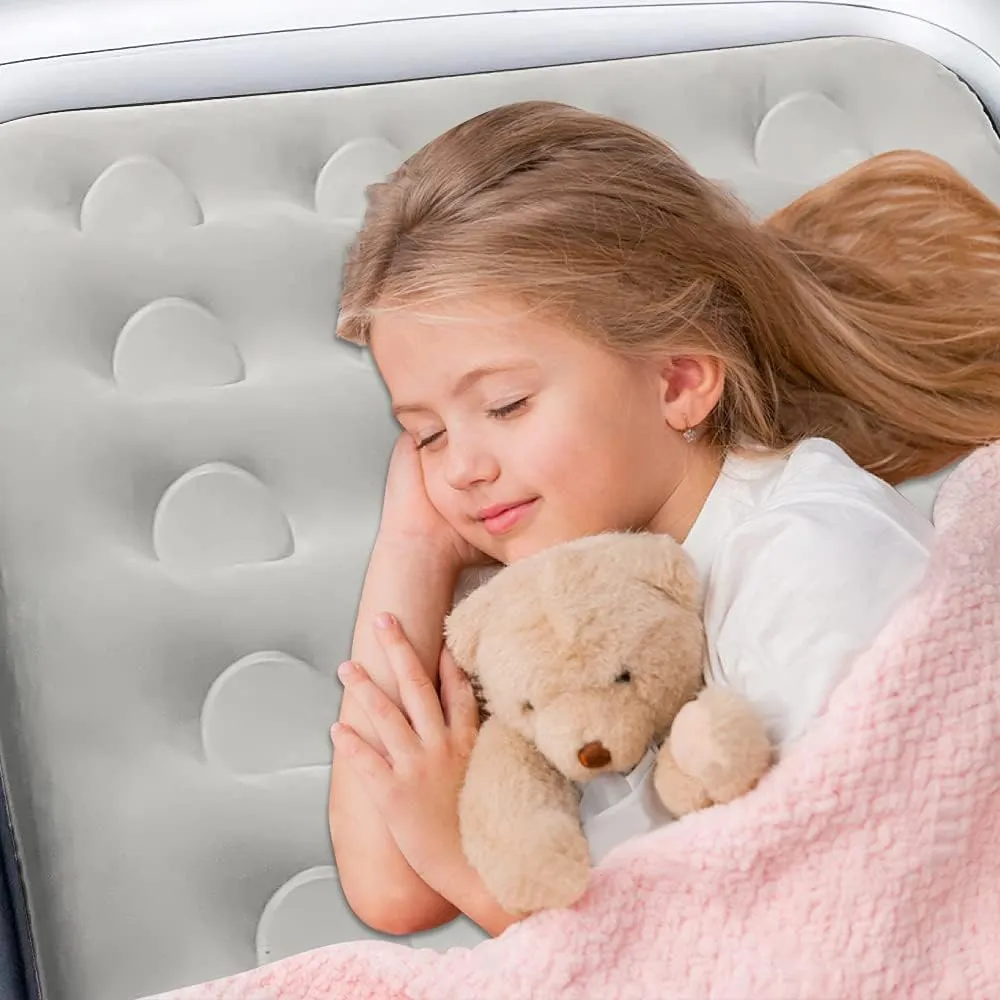 Fahuac Inflatable Kids Travel Bed Toddler Air Mattress Set,Portable Blow Up Mattress Sleeping Bed Cot with Bed Rails and Electric Pump Ideal for Road Trip