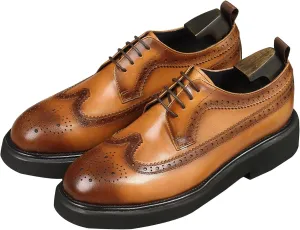 Fashion Brogues for Men, Lace Up Dress Derby Shoes for Male, Formal Wingtip Brogue for Wedding Party