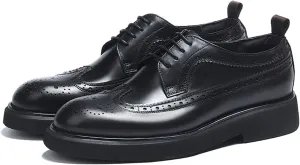 Fashion Brogues for Men, Lace Up Dress Derby Shoes for Male, Formal Wingtip Brogue for Wedding Party
