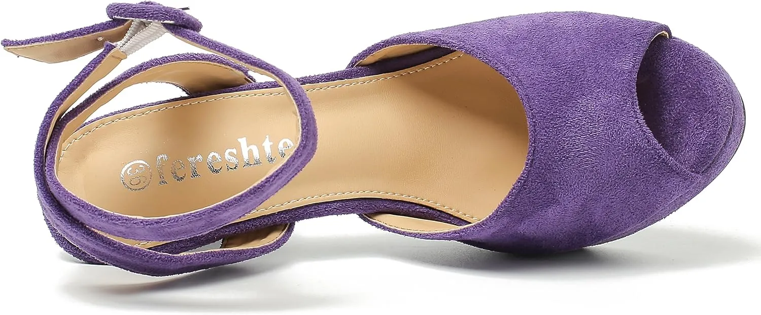 fereshte Women's High Heels Platform Sandals Ankle Strap Slingback Dress Sandal Pump Shoes