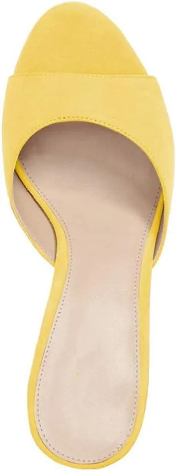 Fericzot Low Heel Mules Slip on Kitten Peep Toe Sandals Dress Pump Slides Backless Slingback Summer Slipper for Women