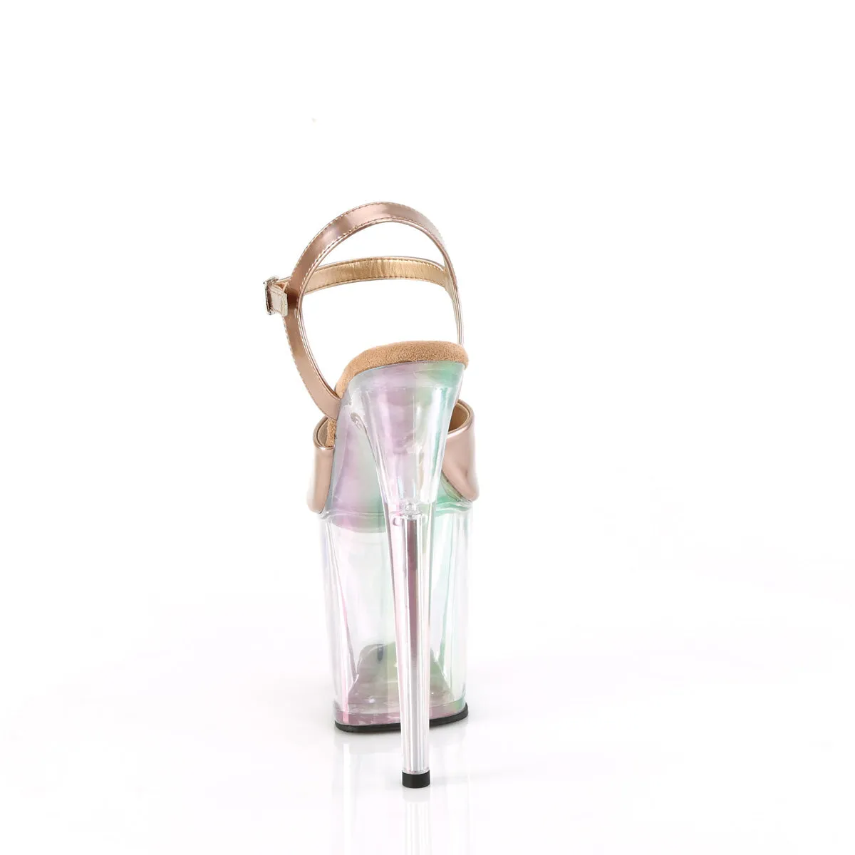 FLAMINGO-809HT - Rose Gold Holo Patent/Holo Tinted Heels