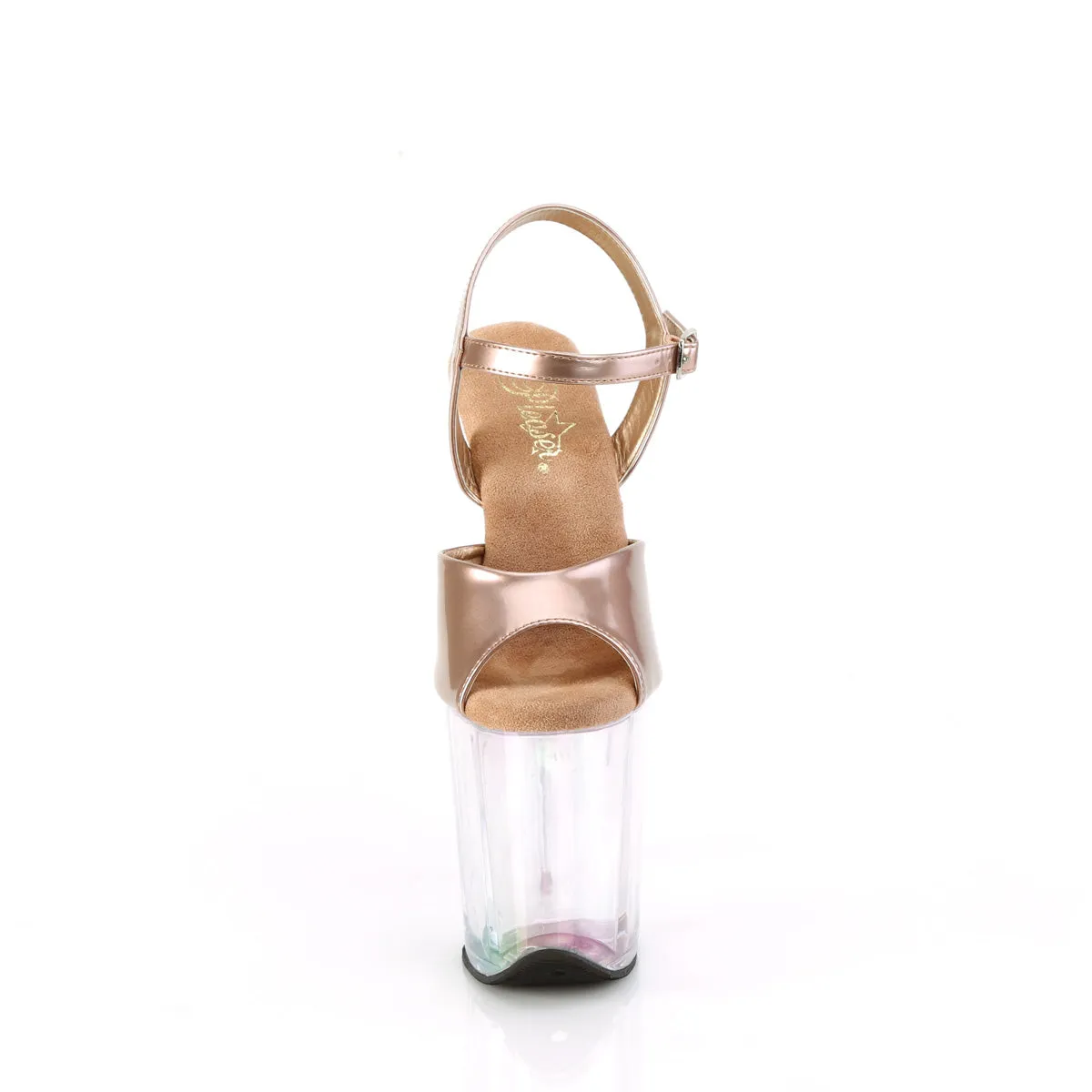 FLAMINGO-809HT - Rose Gold Holo Patent/Holo Tinted Heels