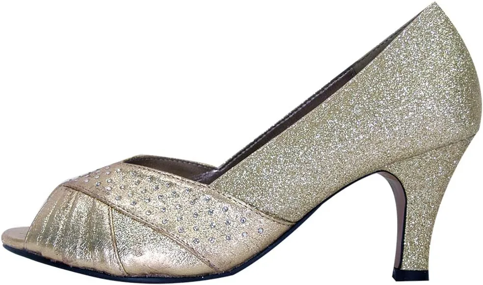 Floral Grace Women's Wide Width Pleated Upper Peep Toe Dress Pumps