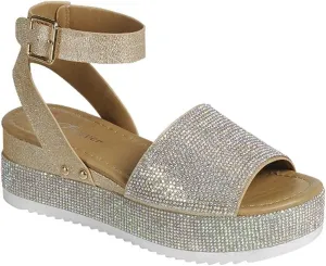 Forever Link Women Rhinestone Ankle Strap Crystal Platform Sandals-Luxury-96