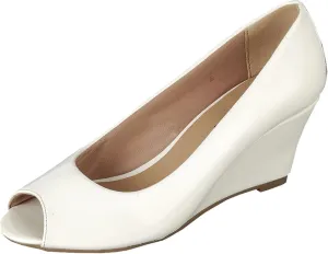 Forever Link Women's Peep Toe Slip on Wedge Pump