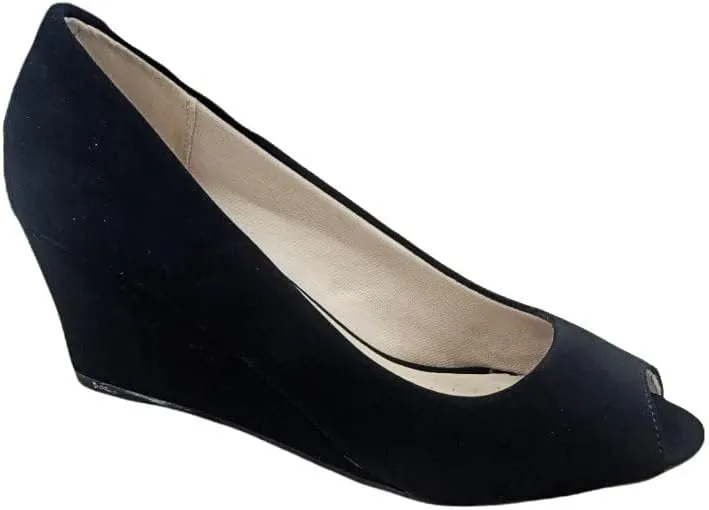Forever Link Women's Peep Toe Slip on Wedge Pump