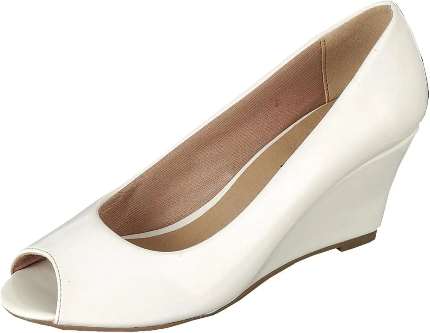 Forever Link Women's Peep Toe Slip on Wedge Pump