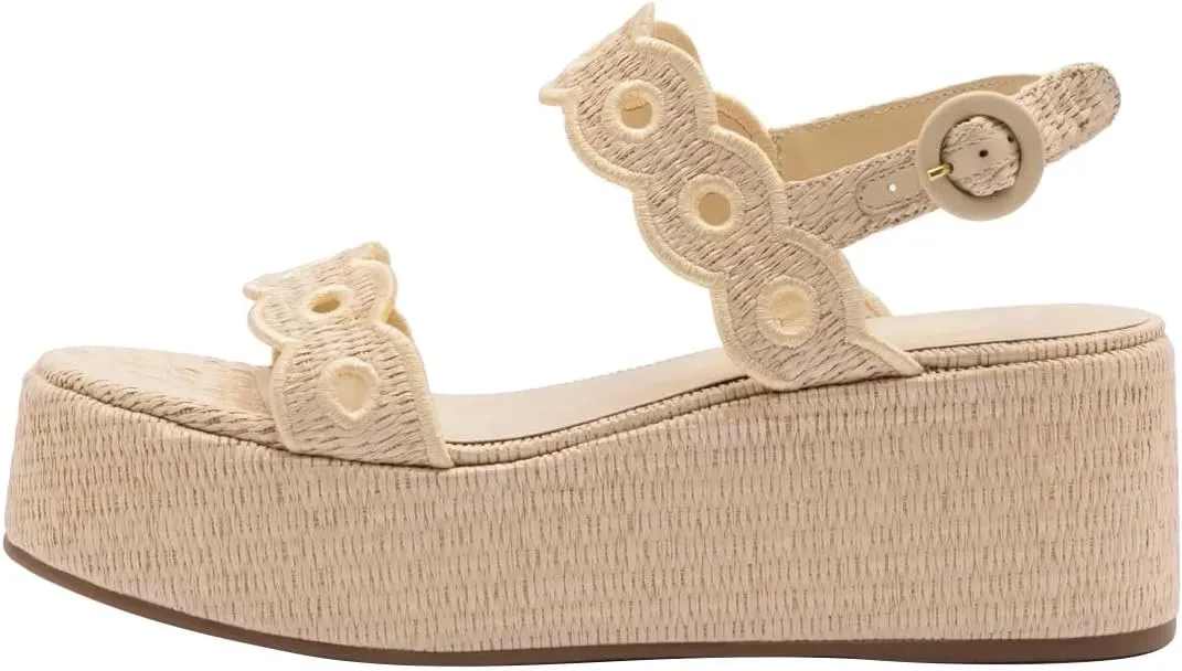 FSJ Women Boho Wedge Sandals Low Platform Open Toe Cut-Out Strappy Stylish Summer Casual Party Shoes Size 4-16 US