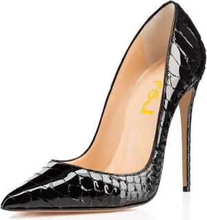 FSJ Women Fashion High Heel Pump Stilettos Pointy Toe Evening Party Dress Print Shoes Size 4-15 US