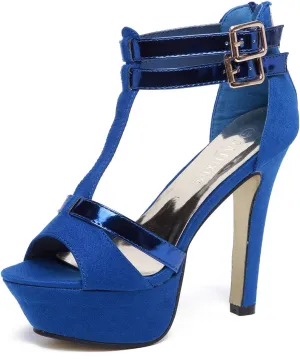 GATUXUS Open Toe Women Platform High Heel Shoes Strappy Pump for Party Prom