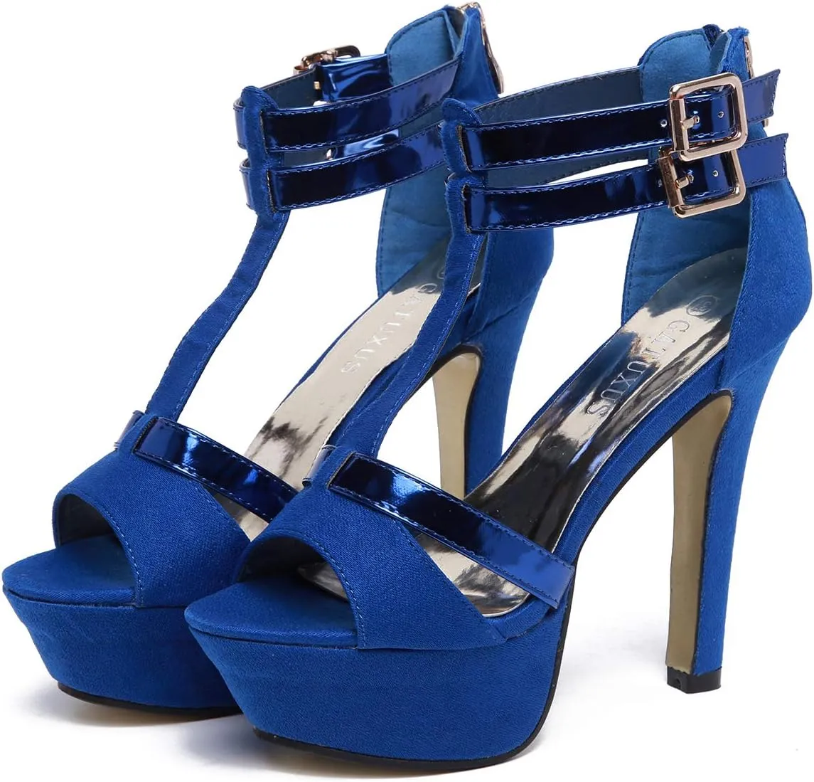 GATUXUS Open Toe Women Platform High Heel Shoes Strappy Pump for Party Prom