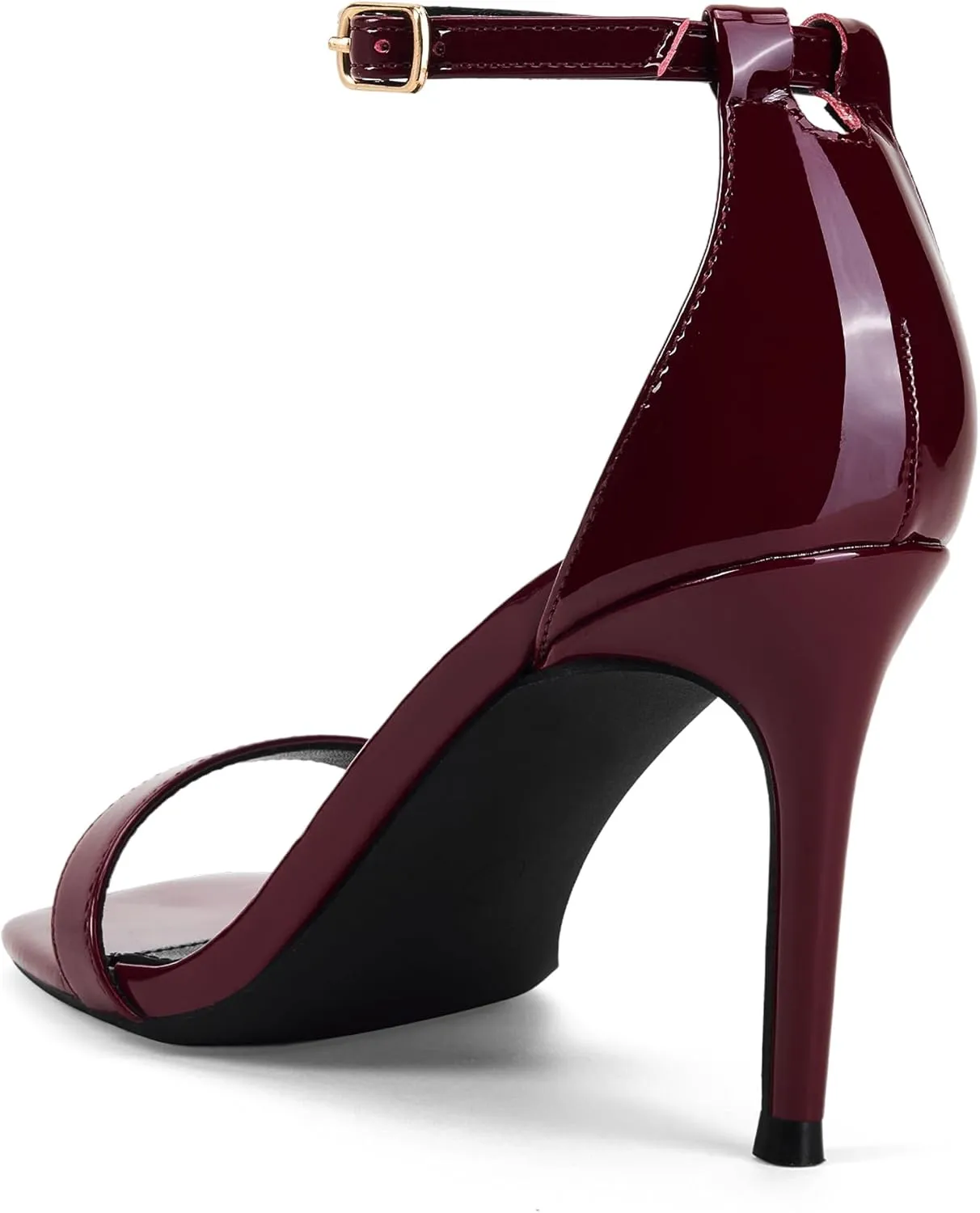GENSHUO Women's Heeled Sandals Dressy Strappy Stiletto High Heels 3 Inch Square Open Toe Ankle Strap Buckle Sexy Prom Wedding Dress Shoes Ankle Wrap