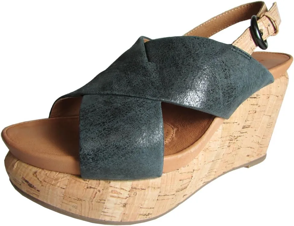 Gentle Souls Womens Jayne NU Platform Wedge Sandal Shoe, Black, US 5.5