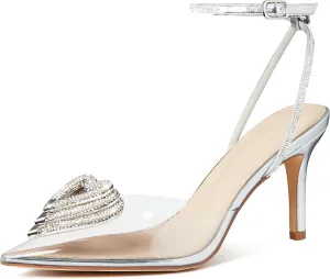 Goiphrri Platform Ankle Strap High Heeled Lace Up Pumps Sandals Ankle Buckle Straps Pump Rhinestone Stilettos Bowknots Wedding Sandals