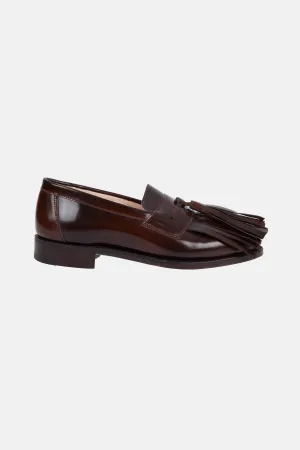 Grenson X Emilia Wickstead Grenda Tassel Front Loafer in Dark Brown Leather