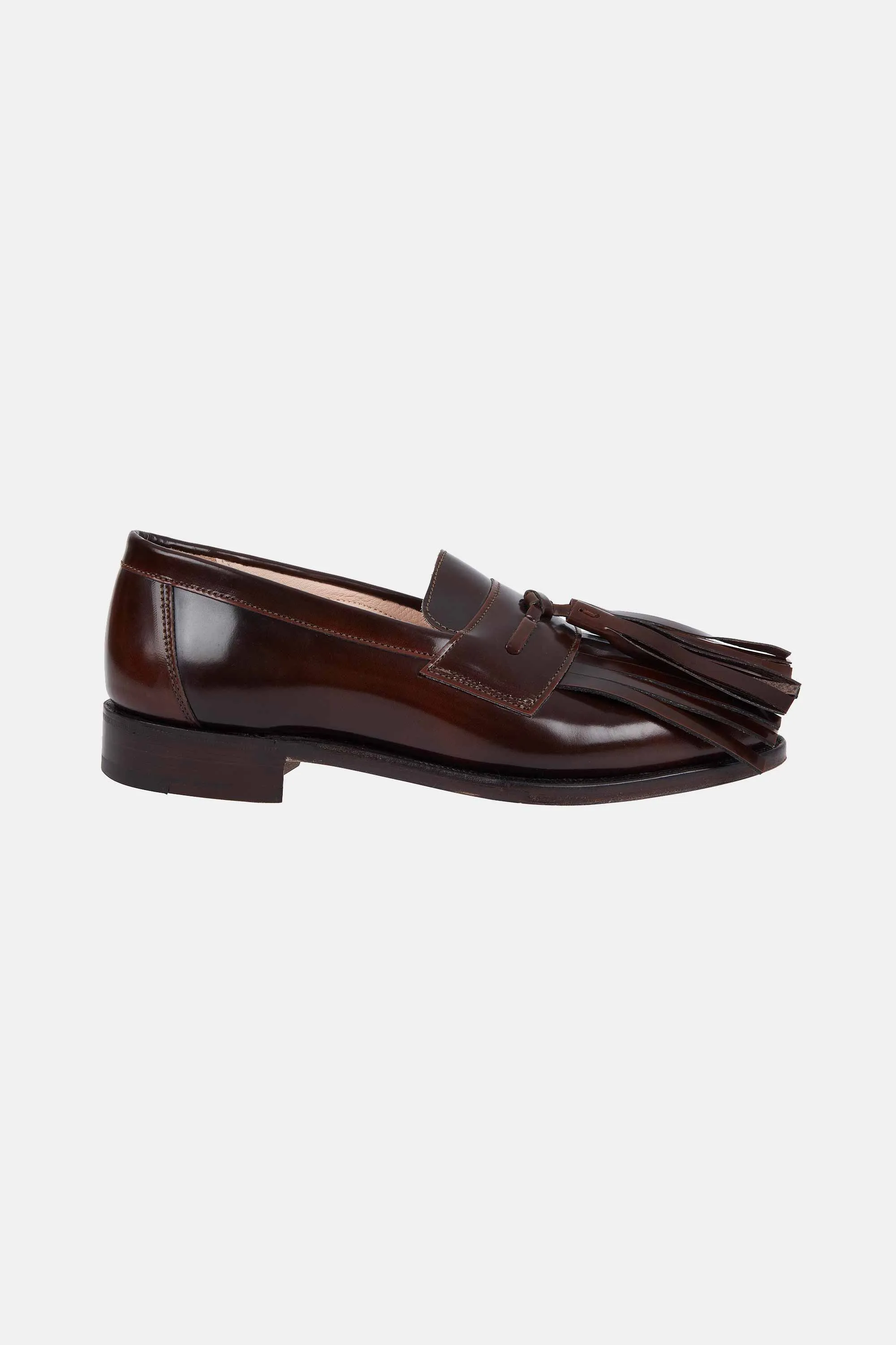 Grenson X Emilia Wickstead Grenda Tassel Front Loafer in Dark Brown Leather