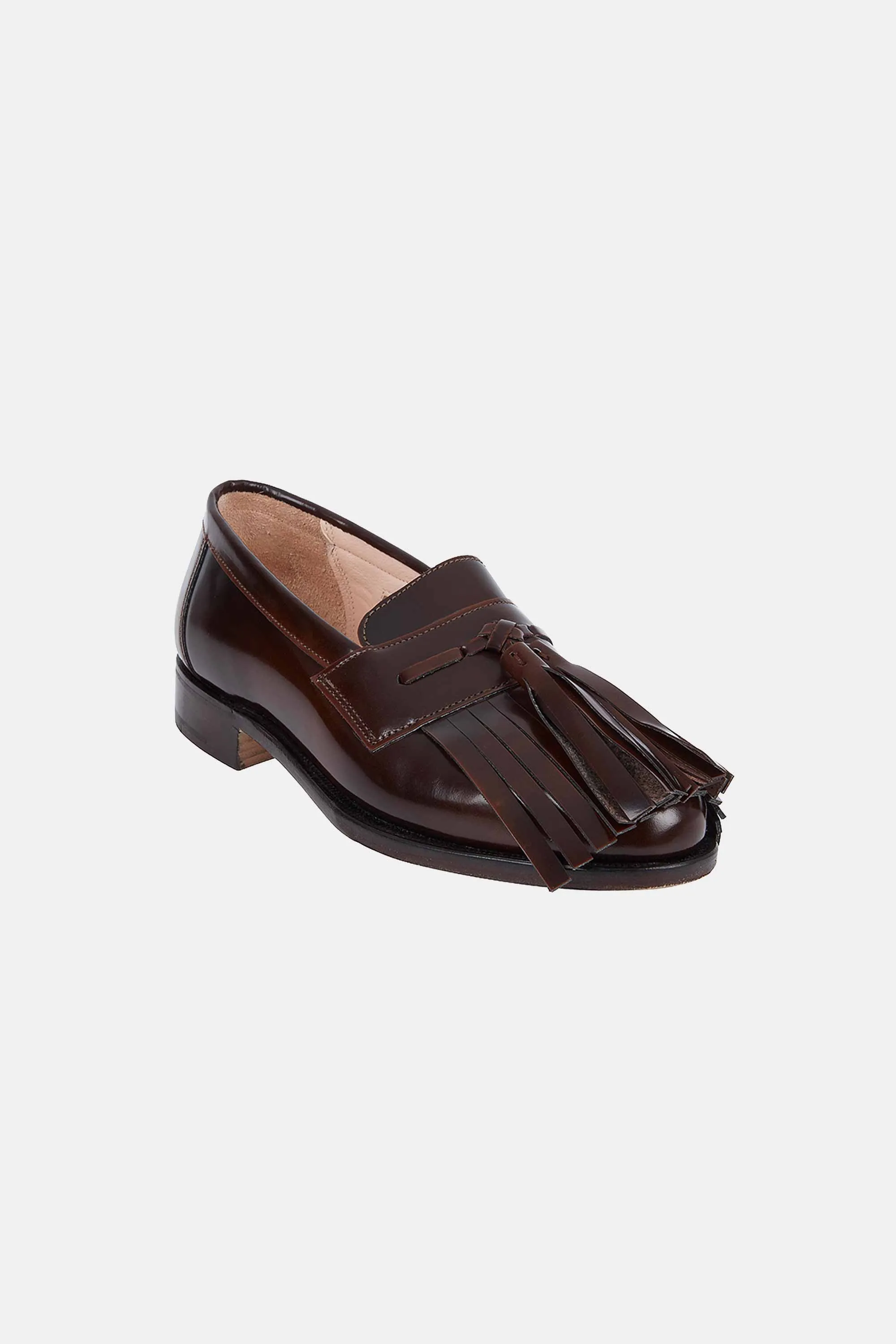 Grenson X Emilia Wickstead Grenda Tassel Front Loafer in Dark Brown Leather