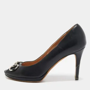 GUCCI peep toe horsebit pump